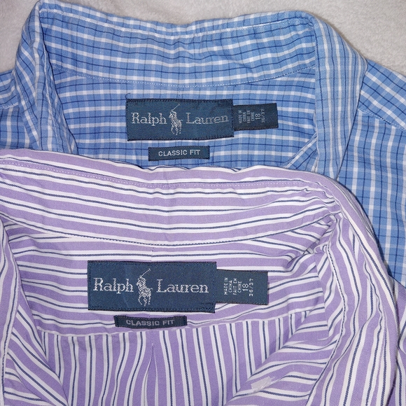 Ralph Lauren (Lot of 2) Mens Classic Fit Plaid Long Sleeve Button Shirt 18 36/37 - Picture 10 of 15